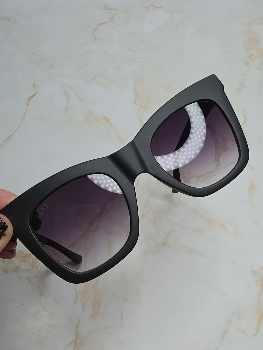 Diff Talia Black Oversized Square Sunglasses with Gradient Lenses